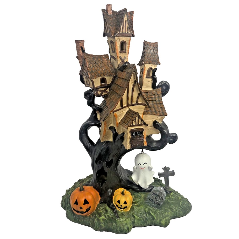 Toil & Trouble LED Lighted Haunted Tree House Ghost Halloween Decor 17 Inch New